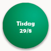 Grön cirkel med texten "tisdag 29/8".