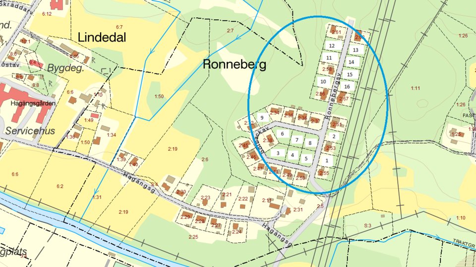 Karta över lediga tomter i Harmånger.