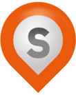 Skolplatsens logotyp med ett S inuti en orange droppe