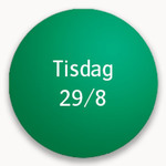 Grön cirkel med texten "tisdag 29/8"