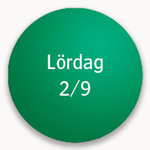 Grön cirkel med texten "lördag 2/9".