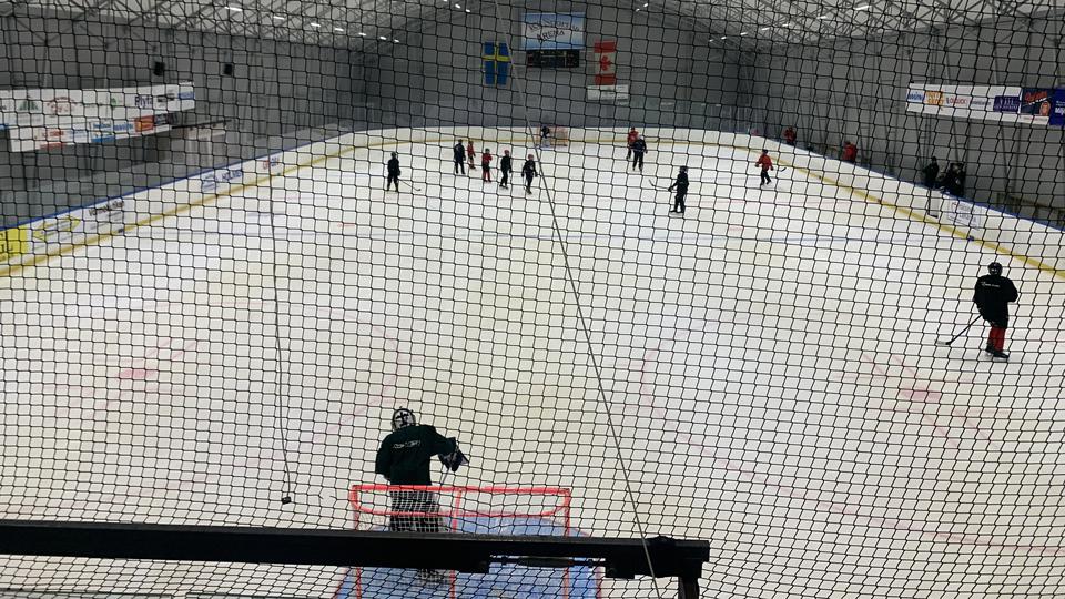 Hockeyspelare på isen.