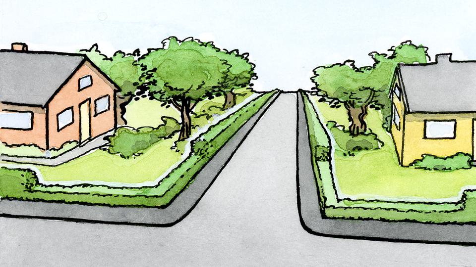 Illustration klippt häck vid härntomt.