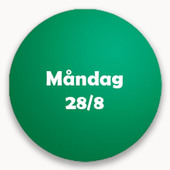 Grön cirkel med texten "måndag 28/8"