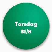 Grön cirkel med texten "torsdag 31/8".